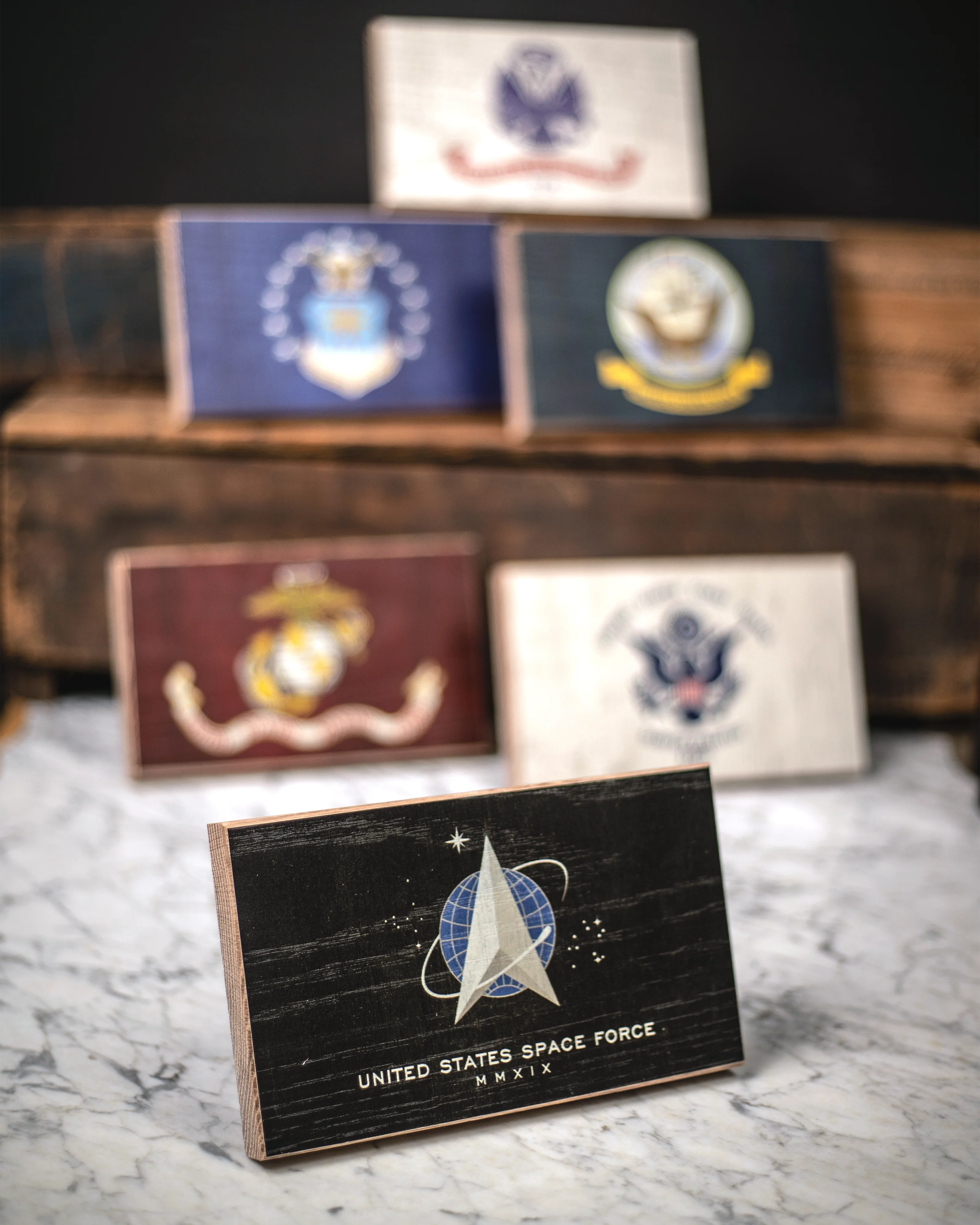 Space Force Wooden Desk Flag