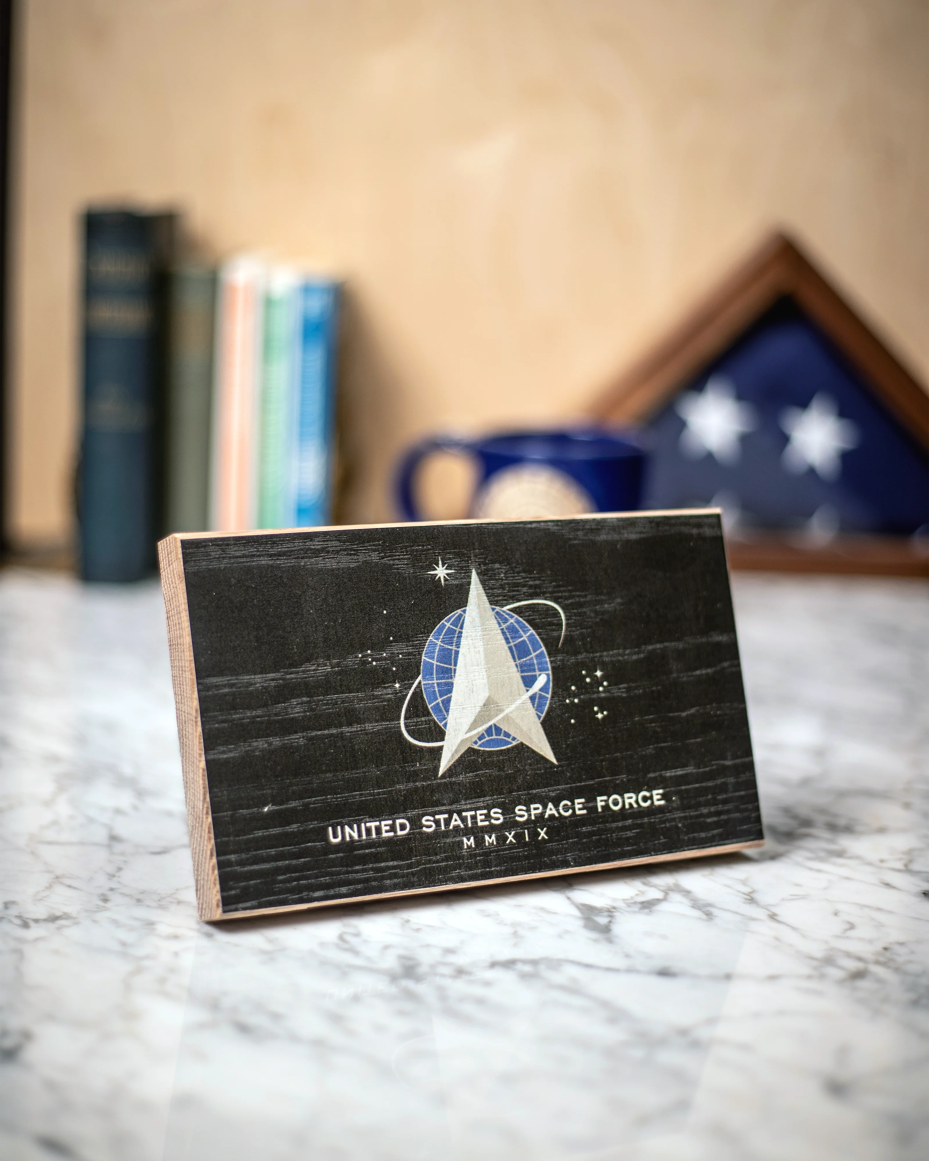 Space Force Wooden Desk Flag