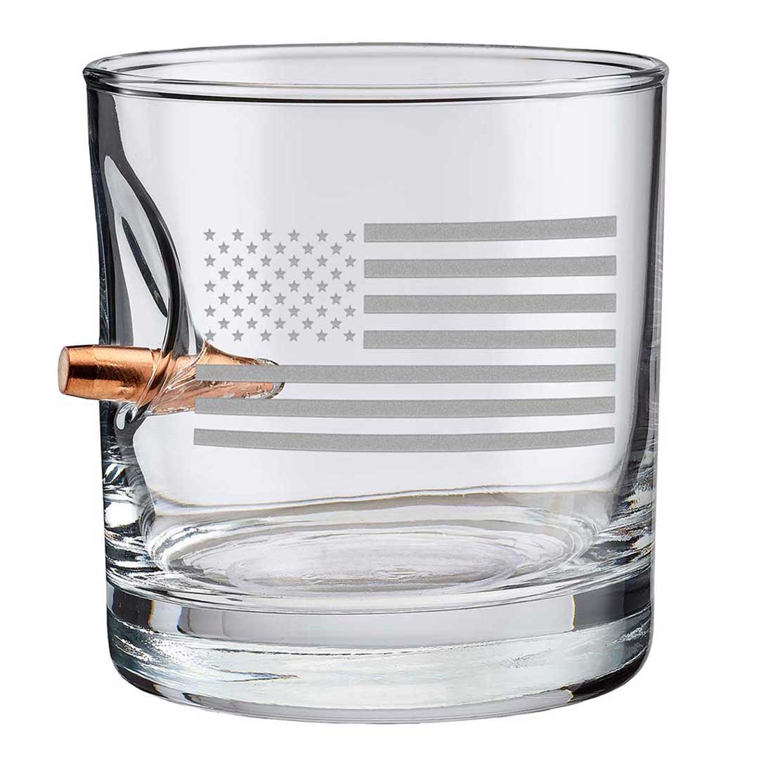 US Flag Rocks Glass
