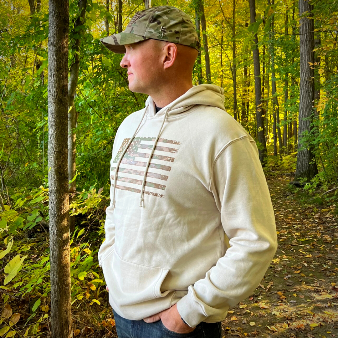 Heavyweight Arid Camo Flag Hoodie for men