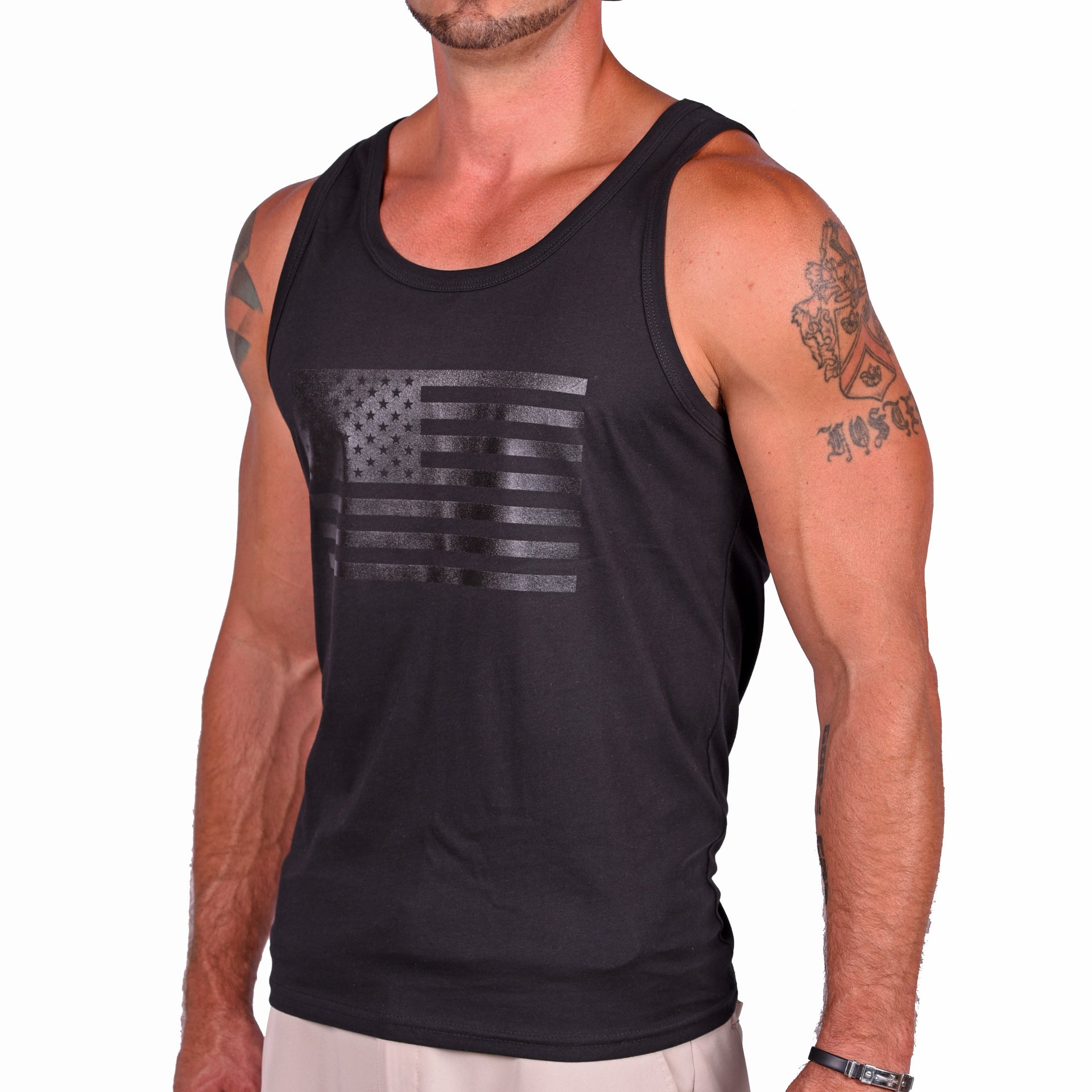 Murdered Out American Flag Tank Top