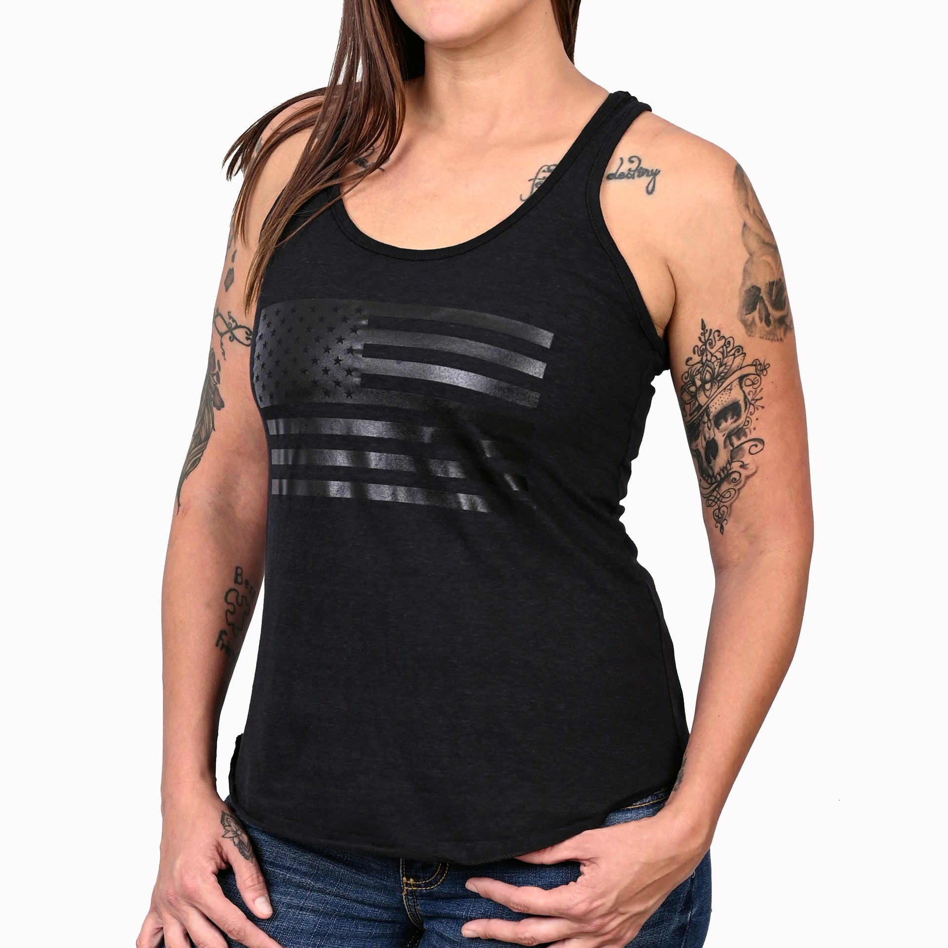 Murdered Out American Flag Tank Top