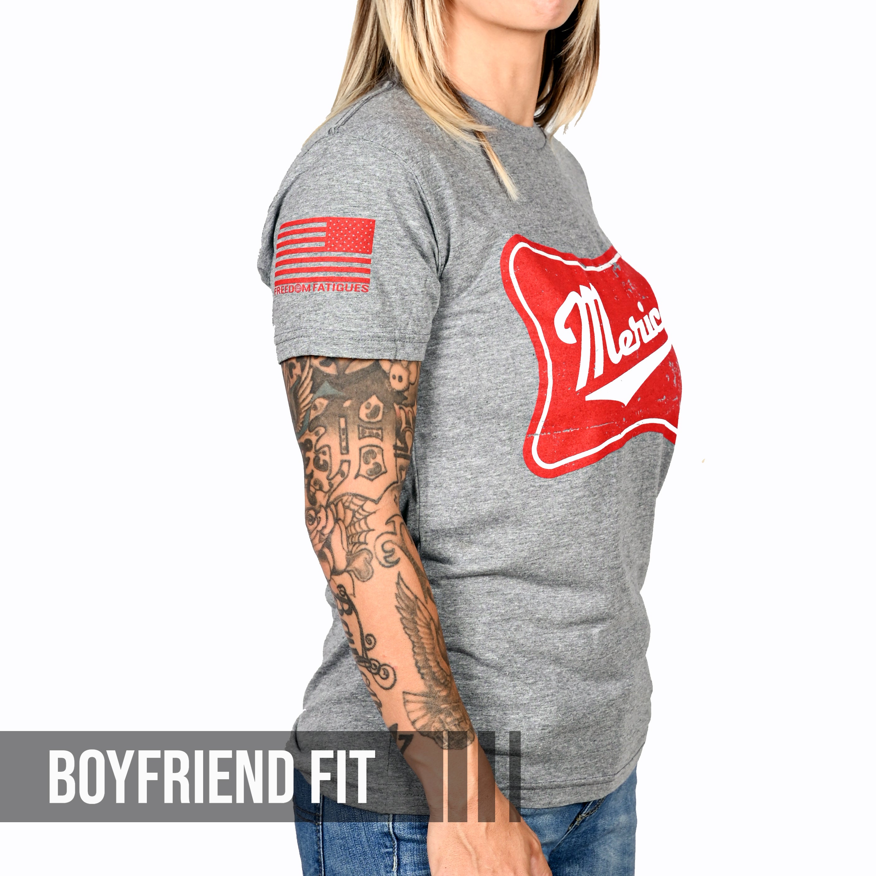 Women's 'Merica Patriotic Boyfriend Fit T-Shirt