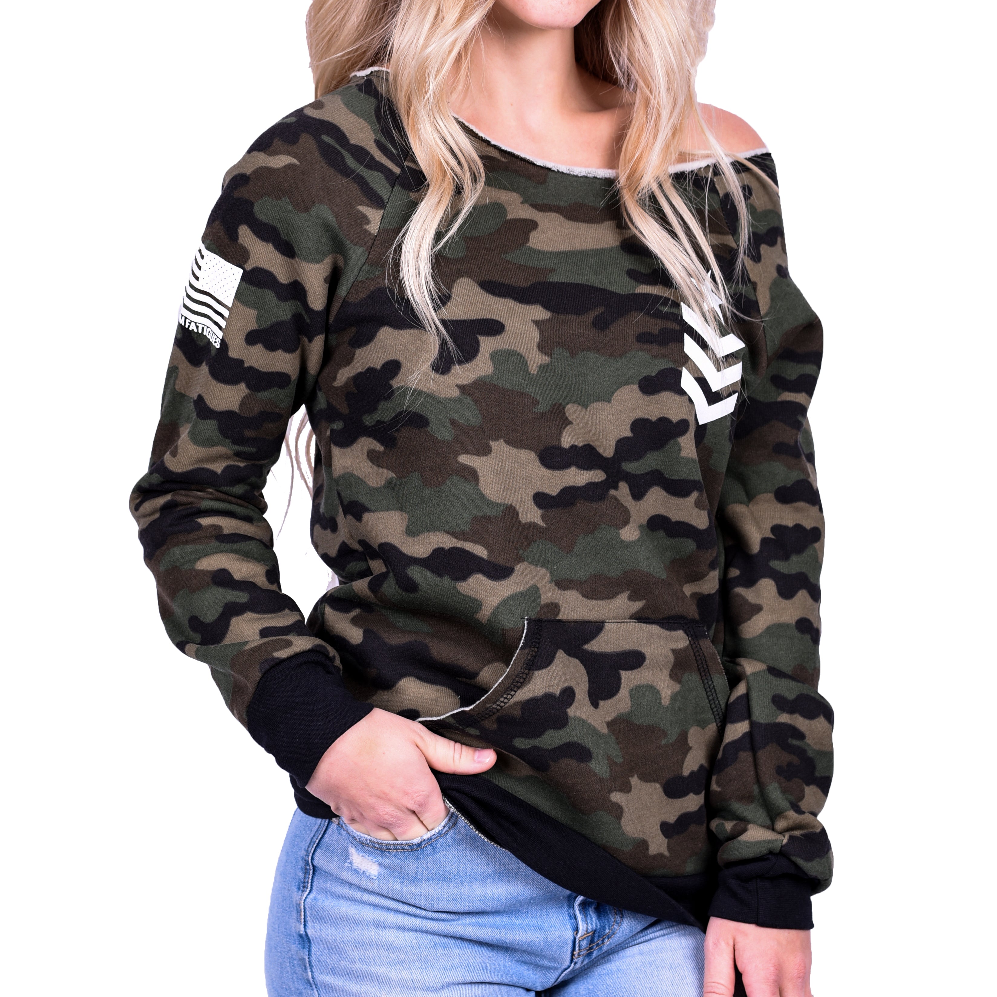 Women's Camo Off-the-Shoulder Sweatshirt