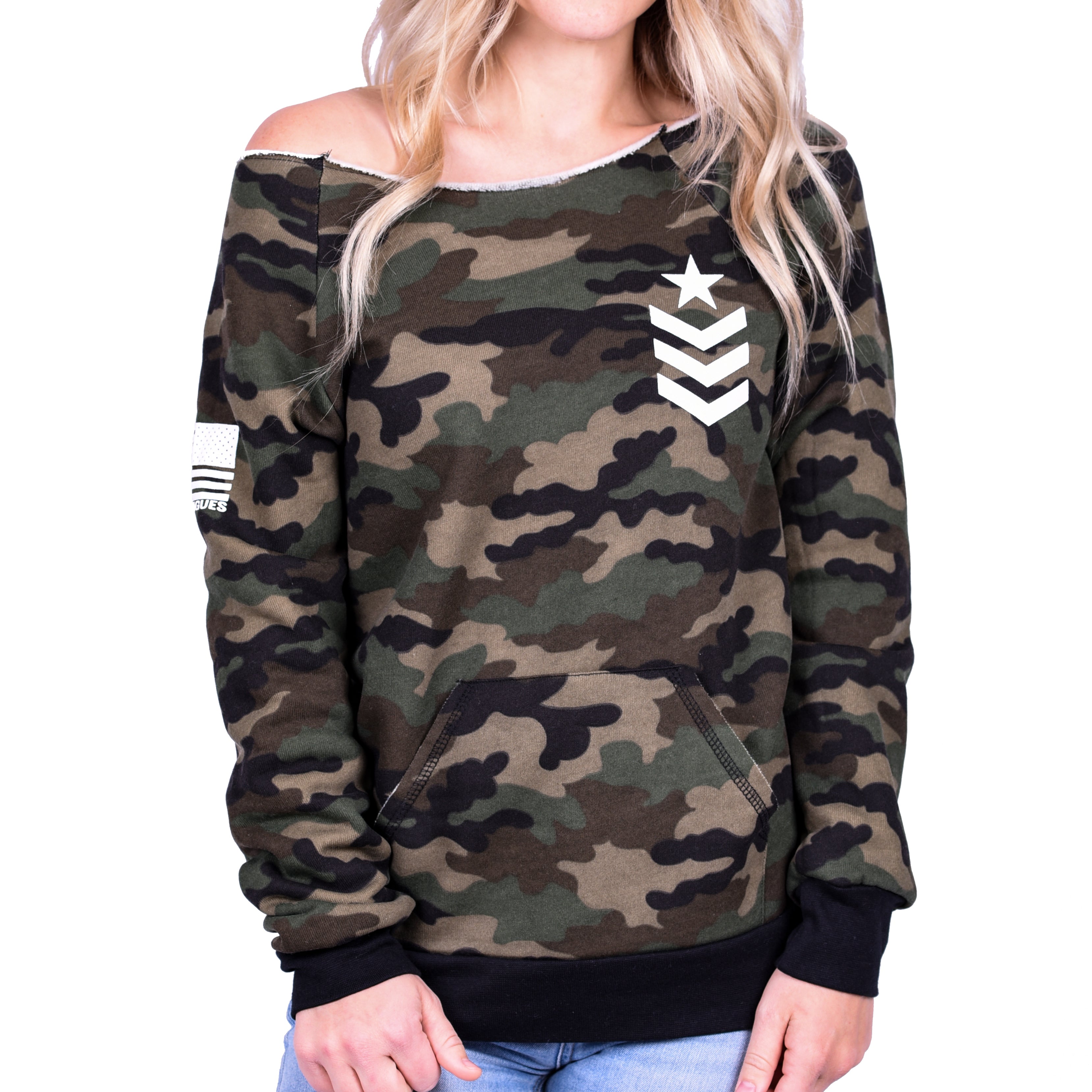 Women's Camo Off-the-Shoulder Sweatshirt
